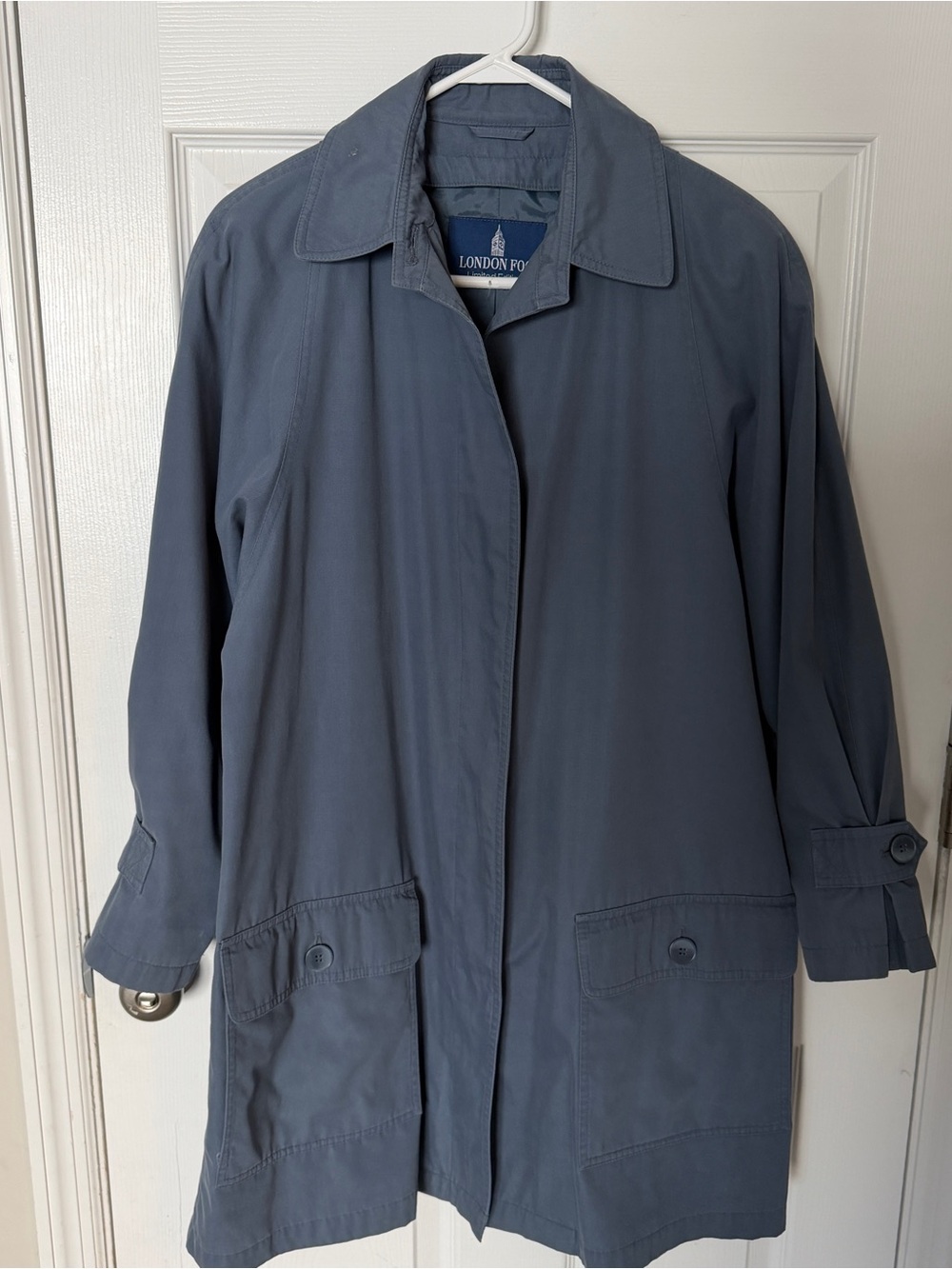 London Fog Limited Edition Trench Coat Womens 10 Reg Slate Blue Vintage Jacket